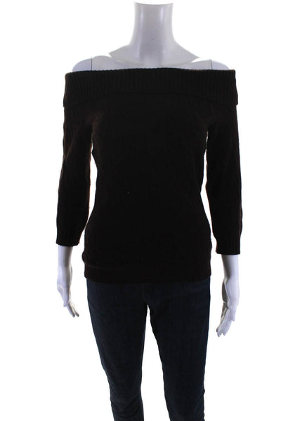 Ralph Lauren Black Label Womens Cowl Neck Cable Knit Sweater Brown Size Medium