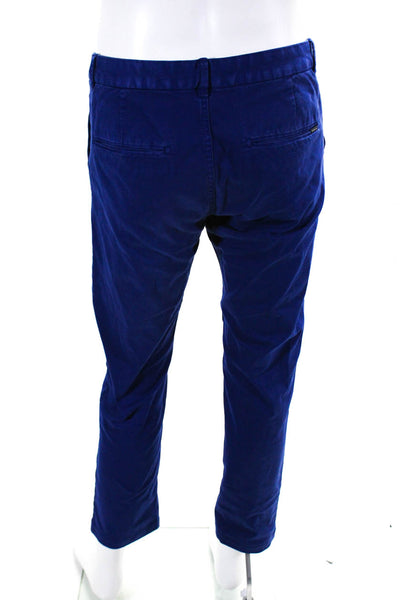 Scotch & Soda Mens Phthalo Blue Cotton Straight Leg Trouser Pants Size 31X32