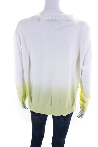 ATM Womens White Yellow Ombre Cotton Crew Neck Pullover Sweater Top Size S
