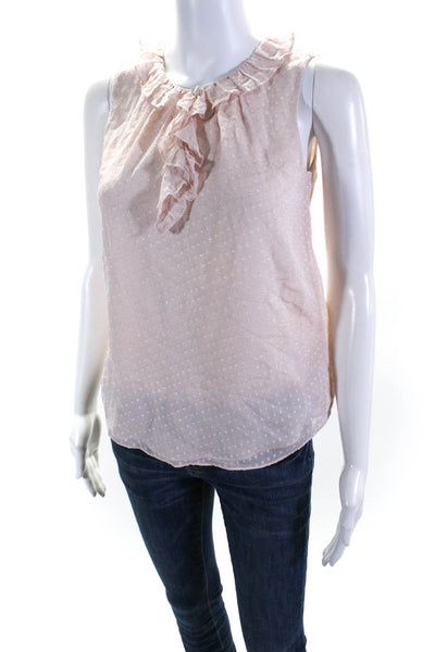 Tailored Rebecca Taylor Womens Pink Silk Textured Ruffle Blouse Top Size 00