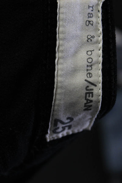 Rag & Bone Jean Womens Velvet Zipper Capri Pants Black Cotton Size 25