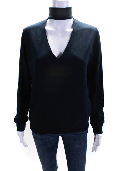 Bailey 44 Womens Long Sleeves Key Hole Turtleneck Sweater Navy Blue Size Small