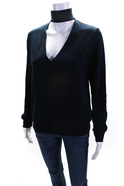 Bailey 44 Womens Long Sleeves Key Hole Turtleneck Sweater Navy Blue Size Small