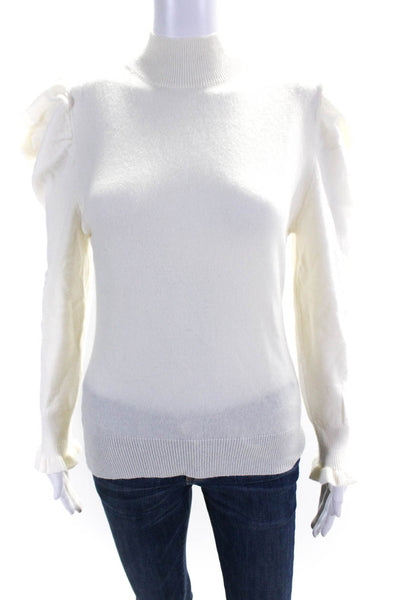 Lea & Viola Women's Mock Neck Long Sleeves Pullover Sweater Ivory Size S