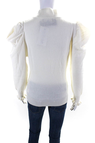 Lea & Viola Women's Mock Neck Long Sleeves Pullover Sweater Ivory Size S