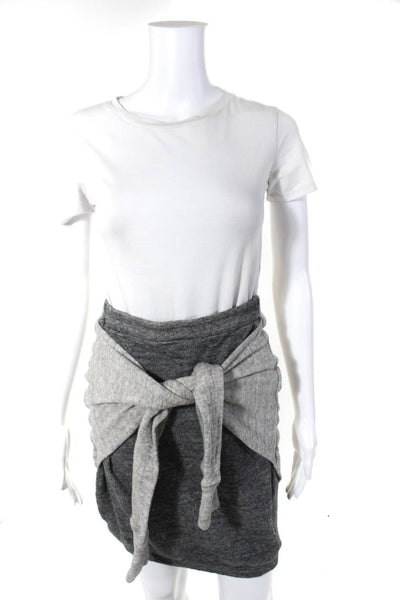 3.1 Phillip Lim Womens Front Tie Skirt Gray Cotton Size Large