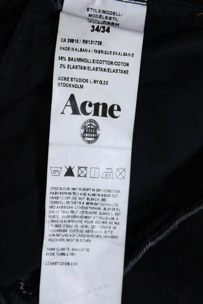ACNE Studios Men's Straight Leg Button Closure Denim Pant Black Size 34