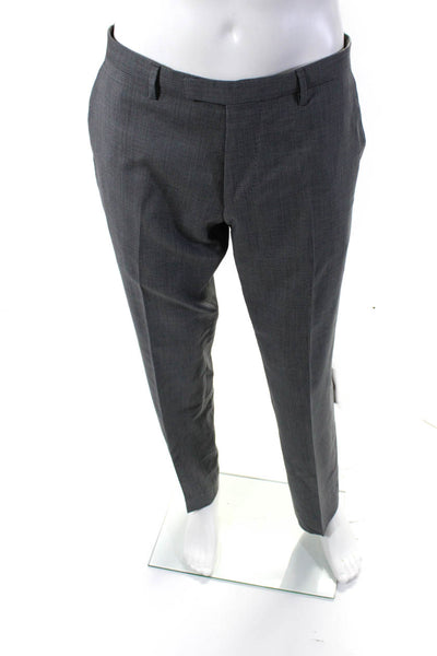 Boss Hugo Boss Men's Flat Front Straight Leg Dress Pant Gray Size 34