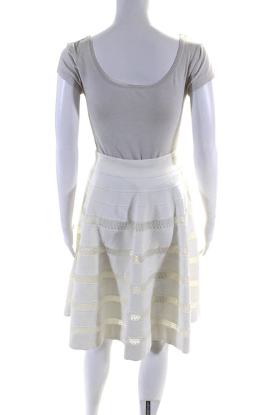 Alaia Womens Lace Insets Knee Length A Line Skirt White Size Medium