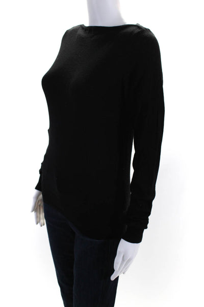 Miu Miu Women's Wool Long Sleeve Boat Neck Blouse Black Size 44