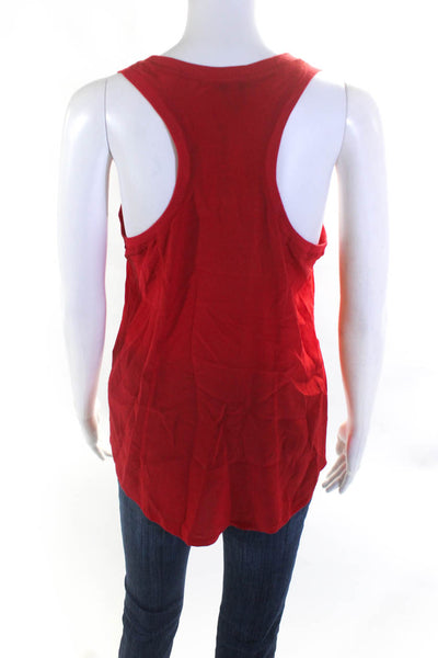 Joie Womens Knit Trim Racerback Tank Top Blouse Red Silk Size Small