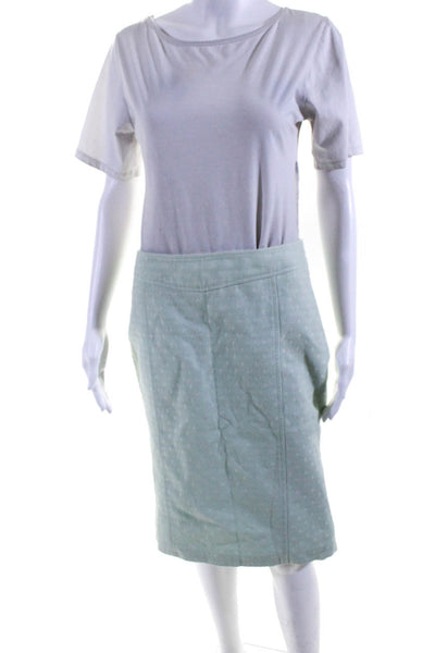 Karen Millen Womens Side Zip Knee Length Woven Dotted Pencil Skirt Mint Size 6