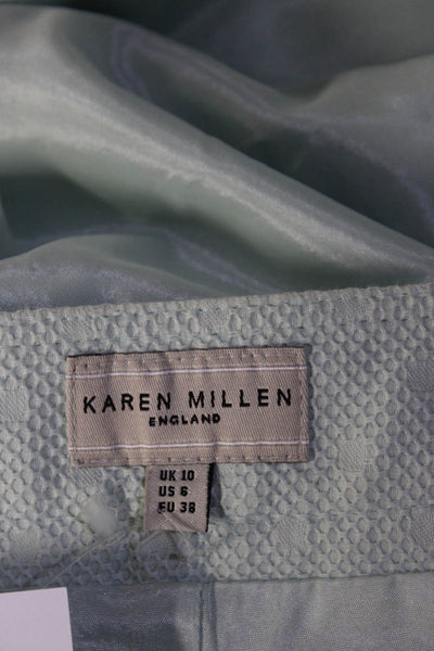 Karen Millen Womens Side Zip Knee Length Woven Dotted Pencil Skirt Mint Size 6