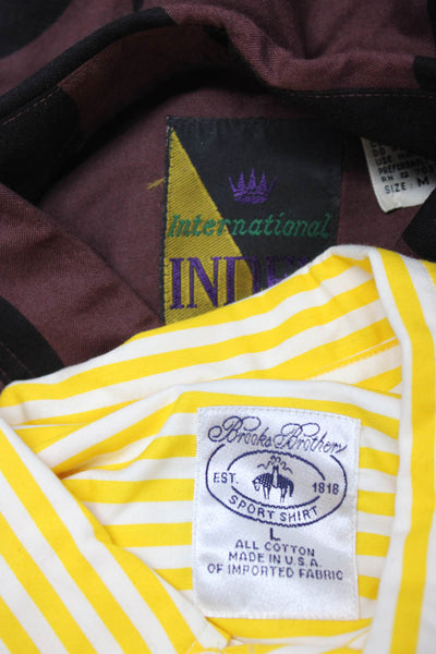 Brooks Brothers International Index Mens Yellow Striped Dress Shirt Size L lot 2