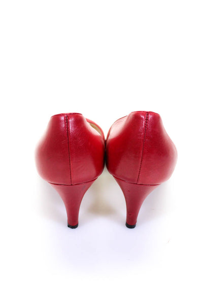 Loeffler Randall Womens Red Leather Peep Toe Drape Detail Pump Shoes Size 8.5B