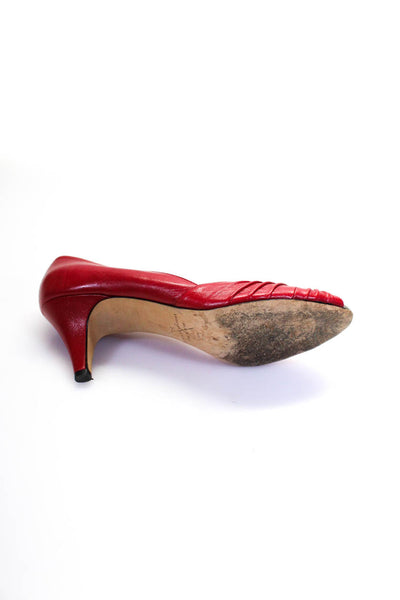 Loeffler Randall Womens Red Leather Peep Toe Drape Detail Pump Shoes Size 8.5B