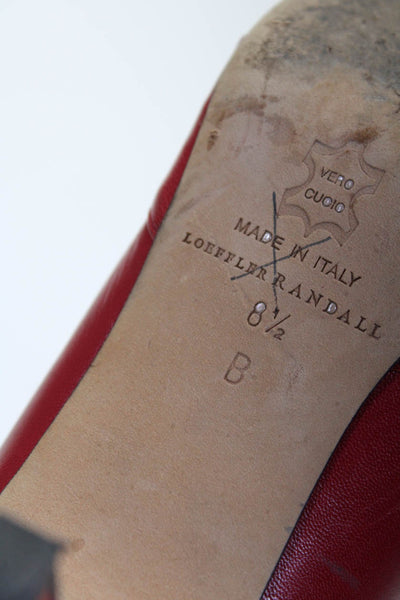 Loeffler Randall Womens Red Leather Peep Toe Drape Detail Pump Shoes Size 8.5B