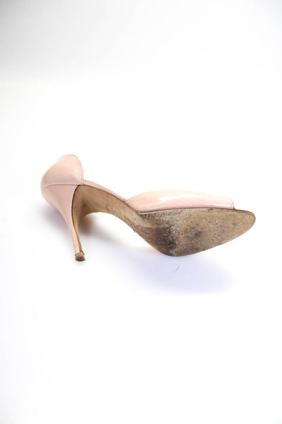Manolo Blahnik Womens D'orsay Peep Toe Stiletto Pumps Beige Leather Size 40 10