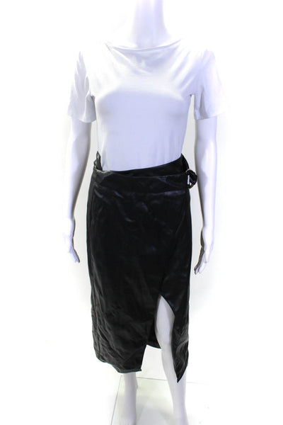 AMUR Womens Ansley Faux Leather Wrap Skirt Size 4 14664443