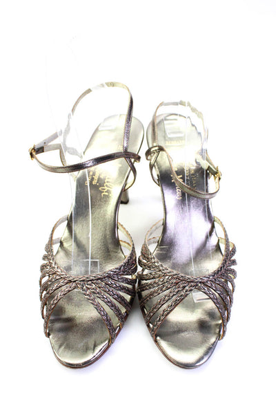 Serrato For Neiman Marcus Women's Ankle Strap High Heel Sandals Silver Size 10