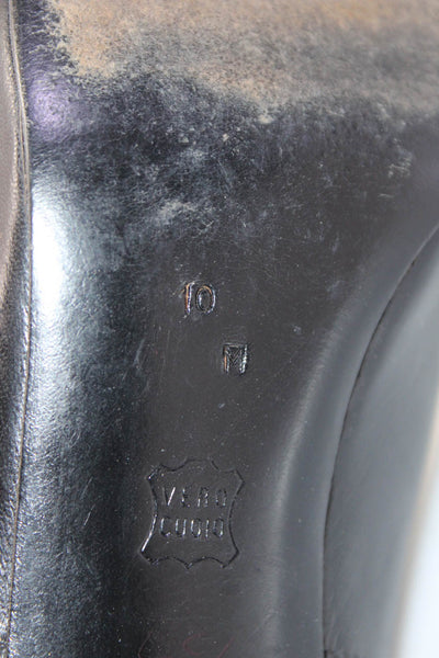 Bruno Magli Women's Leather High Heel Slingback Pumps Black Size 10