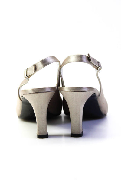 Galo Women's Ankle Strap High Heel Peep Toe Satin Pumps Silver Size 41