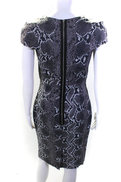 Karen Millen Womens Back Zip Cap Sleeve Snakeskin Print Sheath Dress Gray Size 8