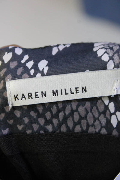 Karen Millen Womens Back Zip Cap Sleeve Snakeskin Print Sheath Dress Gray Size 8