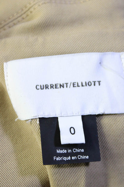 Current/Elliott Womens Khaki Cotton Two Button Long Sleeve Blazer Size 0