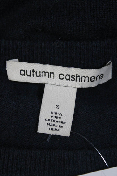 Autumn Cashmere Womens Cashmere Knit Tassel Hem Long Sleeve Knit Top Blue Size S
