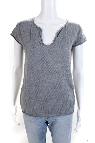 Zadig & Voltaire Womens Cotton Metallic Spotted Print Cap Sleeve Top Gray Size S