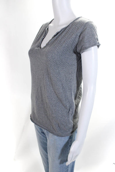 Zadig & Voltaire Womens Cotton Metallic Spotted Print Cap Sleeve Top Gray Size S