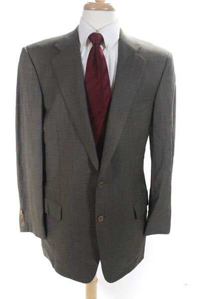 Ermenegildo Zegna Mens Brown Wool Textured Two Button Long Sleeve Blazer Size 52