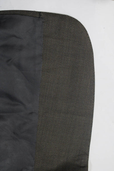 Ermenegildo Zegna Mens Brown Wool Textured Two Button Long Sleeve Blazer Size 52