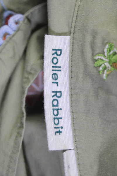 Roberta Roller Rabbit Womens Embroidered Button Down Shirt Green Size Small