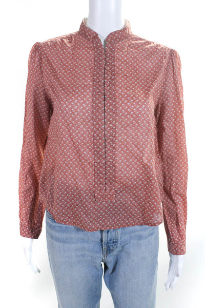 Marc Jacobs Womens Floral Print Hook Closure Shirt Pink Cotton Size 6