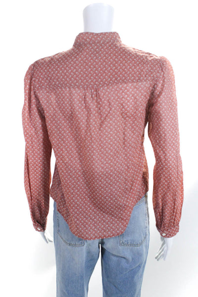 Marc Jacobs Womens Floral Print Hook Closure Shirt Pink Cotton Size 6