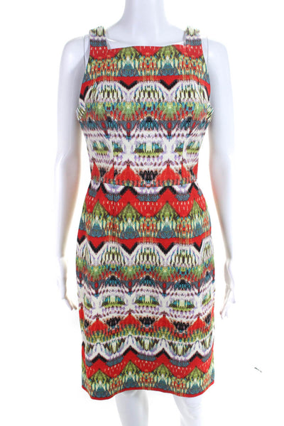 Maggy London Womens Ikat Abstract Sleeveless Dress Multi Colored Size 4