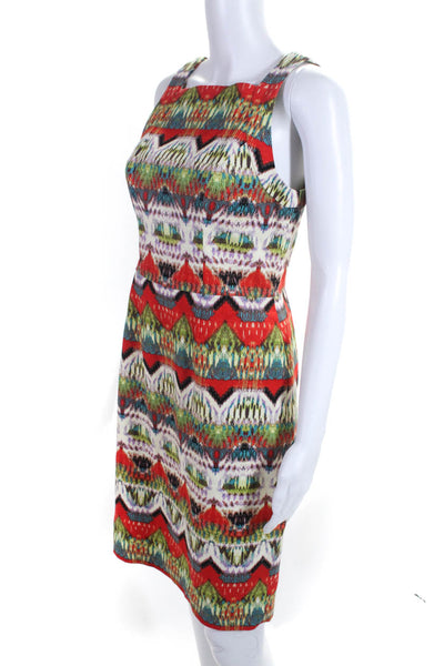 Maggy London Womens Ikat Abstract Sleeveless Dress Multi Colored Size 4