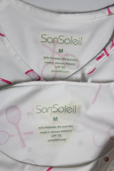 San Soleil Round Neck Long Sleeves Blouse White Size M Lot 2