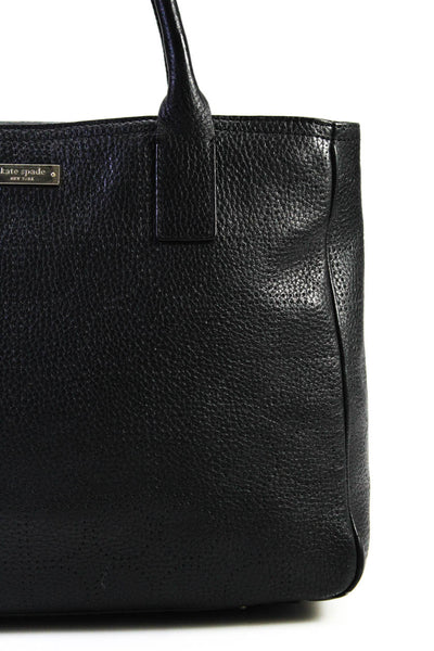 Kate Spade New York Womens Double Handle Grain Leather Tote Handbag Black