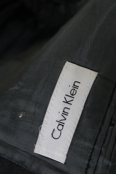 Calvin Klein Mens Two Button Blazer Jacket Gray Wool Size 42 Long
