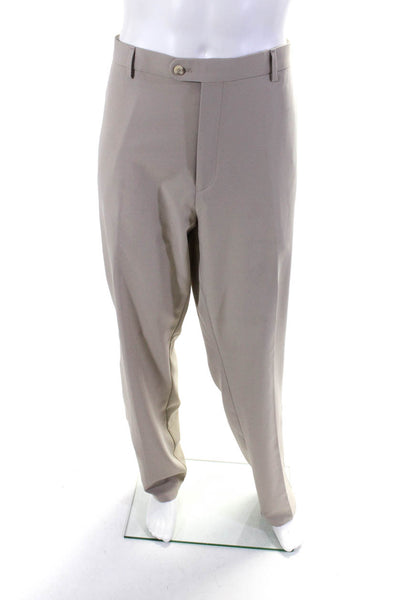 Peter Millar Mens Crown Sports Light Khaki Pleated Straight Leg Pants Size 42x34