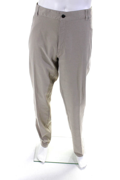 Peter Millar Mens Crown Sports Khaki Pleated Straight Leg Trouser Pants Size 42X