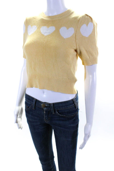 Reformation Women's Crewneck Short Sleeve Sweater Yellow Size XS