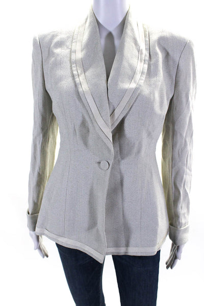 Emporio Armani Women's Long Sleeves Line One Button Blazer Beige Size 42