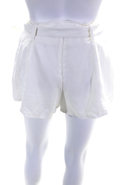 Privacy Please Women's Zip Closure Belted Dress Short White Size S