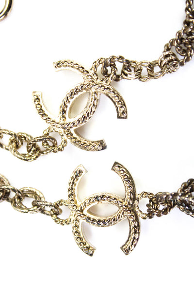 Chanel Womens Metal Chain Link Logo Belt Silver Size One Size