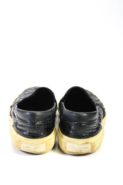 Saint Laurent Women's Round Toe Slip-On Rubber Sole Shoe Black Size 7