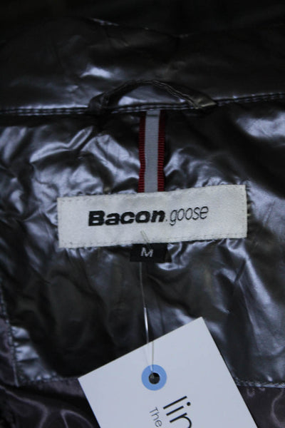 Bacon. Goose Women's Long Sleeves Full Zip Belt Coat Silver Size M